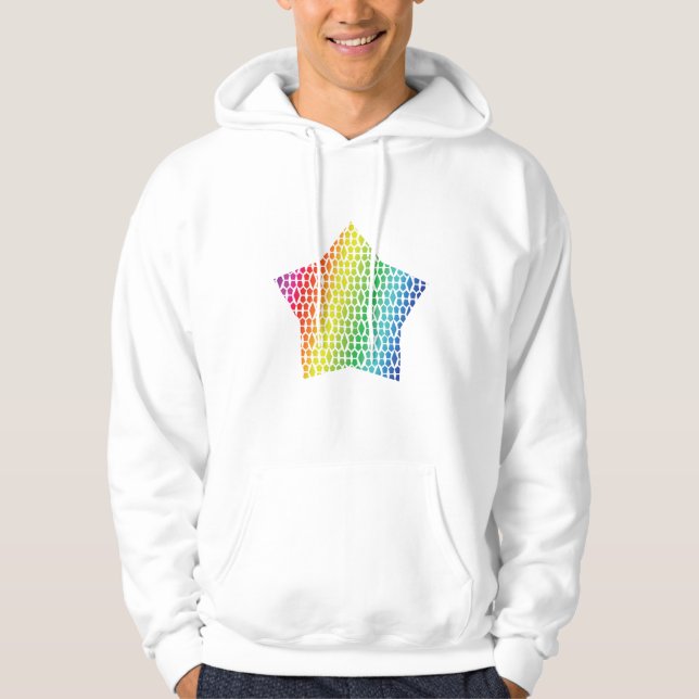 Sudadera Audaz estrella del hongo arcoiris y del patrón de  (Anverso)