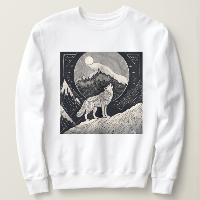 Sudadera Aúl de lobo nocturno - Estética de la luz de la lu (Anverso del diseño)