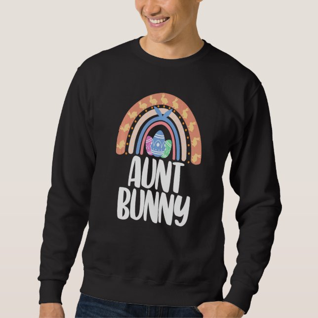 Sudadera Aunt Bunny Easter Rainbow Love Funny Women Easter  (Anverso)