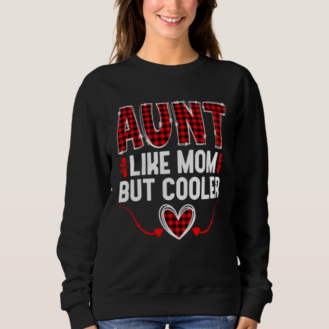 Sudadera Aunt Retro Red Plaid Promoted To Aunt Mother s Day (Anverso)
