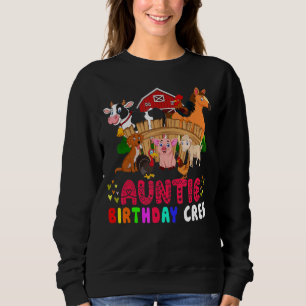 Sudadera Auntie Birthday Crew Cute Farm Animals Happy Birth