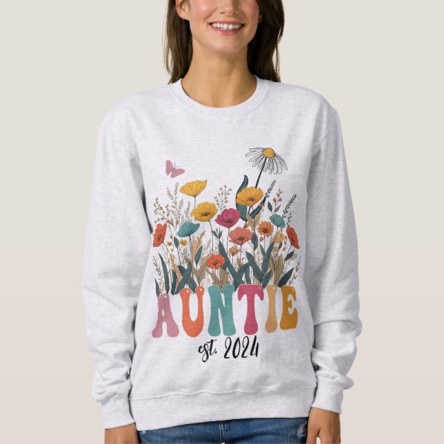 Sudadera Auntie Sweatshirt, Custom, Promoted to Aunt  (Anverso)
