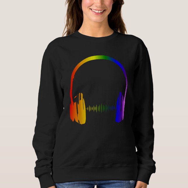 Sudadera Auriculares coloridos Fiesta arcoiris Techno Radio (Anverso)