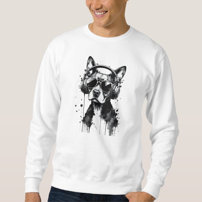 Sudadera Auriculares Guay Dog Mascotas cortos Tinta blanca  (Anverso)