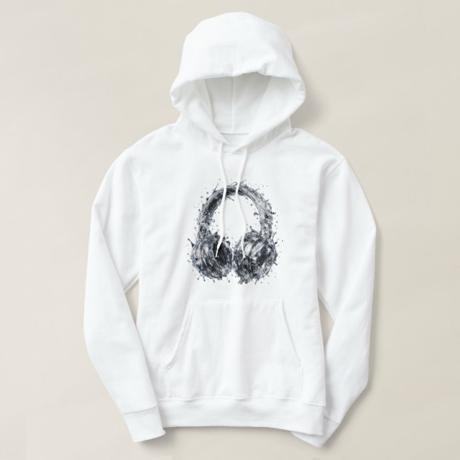 Sudadera Auriculares Splash Water Fluid Audio Music Art (Diseño del anverso)