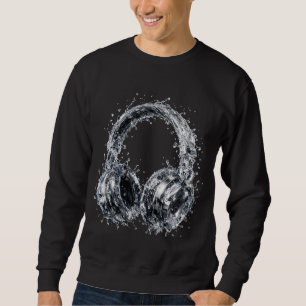 Sudadera Auriculares Splash Water Fluid Audio Música Arte