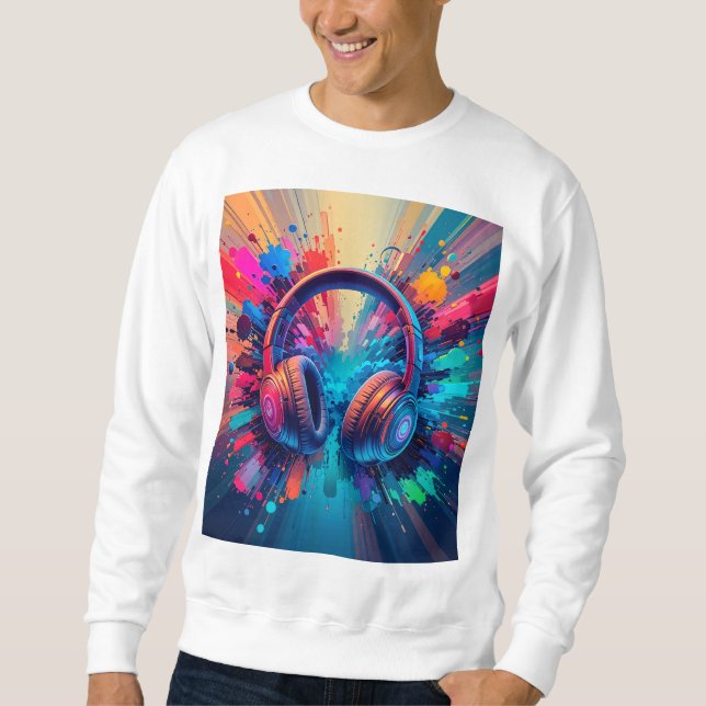 Sudadera 🎧 Auriculares Vibrantes Con Salpicaduras De Pintu (Anverso)