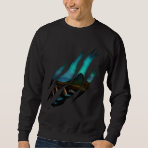 Sudadera Aurora Borealis Torn Alaska Noche