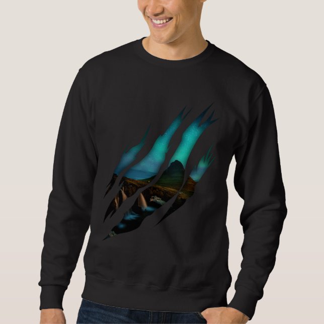 Sudadera Aurora Borealis Torn Alaska Noche (Anverso)