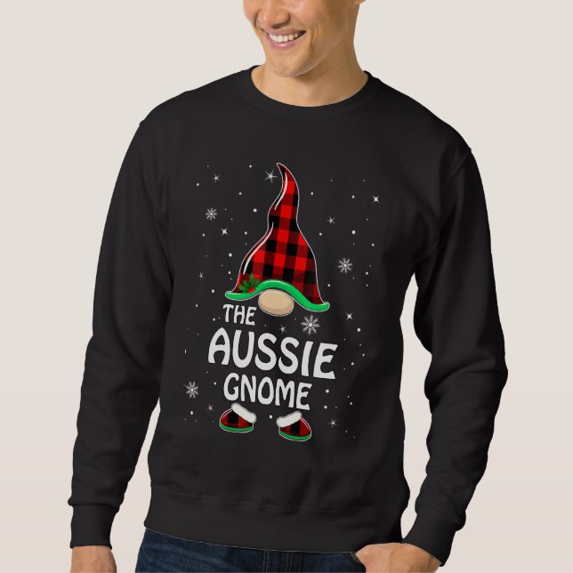Sudadera Aussie Gnome Búfalo Plaid Mateo Familia Christm (Anverso)