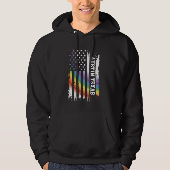 Sudadera Austin Texas Estados Unidos sufrió el arcoiris con (Anverso)