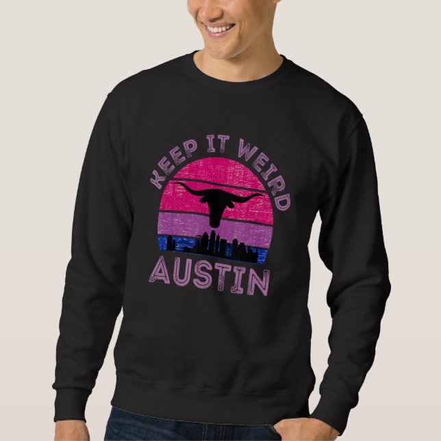 Sudadera Austin  Texas Keep It Weird Longhorn Sunset   (Anverso)