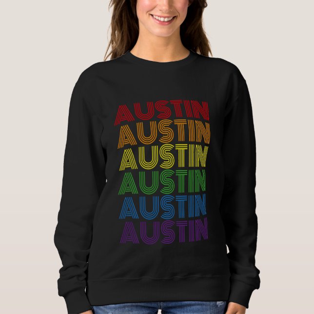 Sudadera Austin Texas Retro Rainbow Vintage City Men (Anverso)