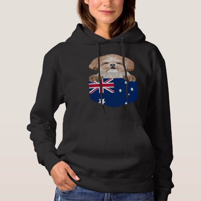 Sudadera Australia Flag Shih Tzu Dog In Pocket (Anverso)