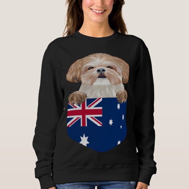 Sudadera Australia Flag Shih Tzu Dog In Pocket (Anverso)