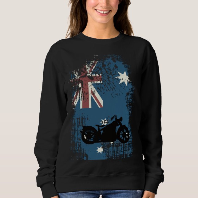 Sudadera Australian Flag Motorcycle Biker Patriotic Distres (Anverso)