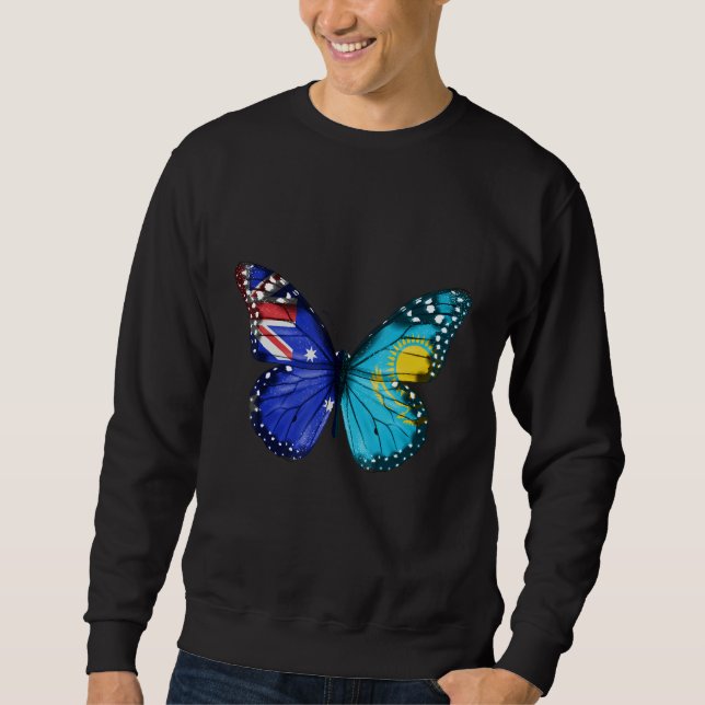 Sudadera Australian Kazakhstani Flag Butterfly (Anverso)