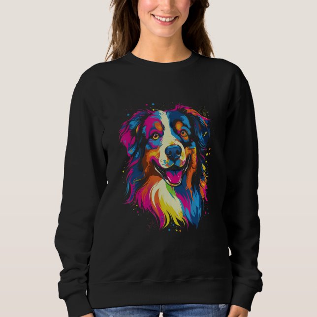 Sudadera Australian Shepherd Aussie Rainbow Retro Design (Anverso)