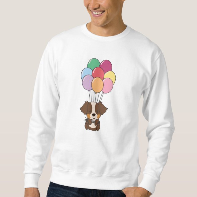 Sudadera Australian Shepherd Flies With Colorful Balloons (Anverso)