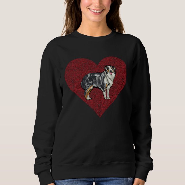 Sudadera Australian Shepherd Valentines Day Dog Love Finger (Anverso)