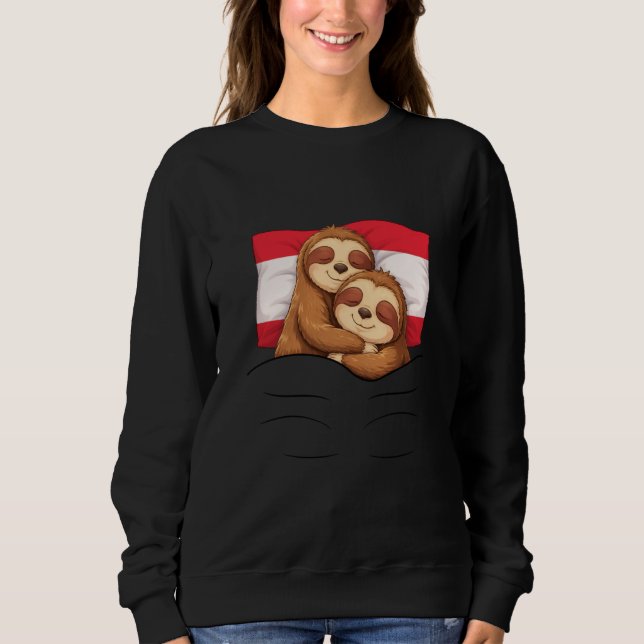 Sudadera Austrian Flag Sloth Pajama Sleepover Sleeping Aust (Anverso)