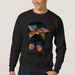 Sudadera Autie Gg Life Autism Awareness Messy Bun Chica Mot