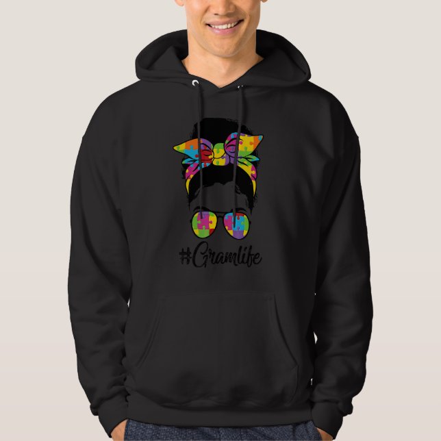 Sudadera Autie Gram Life Autism Awareness Messy Bun Chica M (Anverso)
