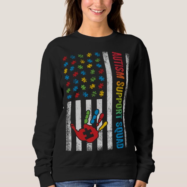 Sudadera Autism American Flag Autism Support Squad (Anverso)