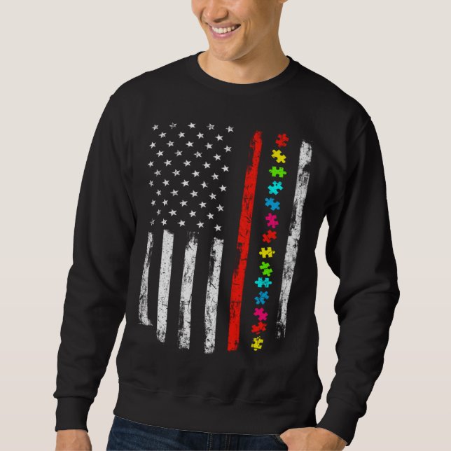 Sudadera Autism Awareness 4th July Thin Red Line Firefighte (Anverso)