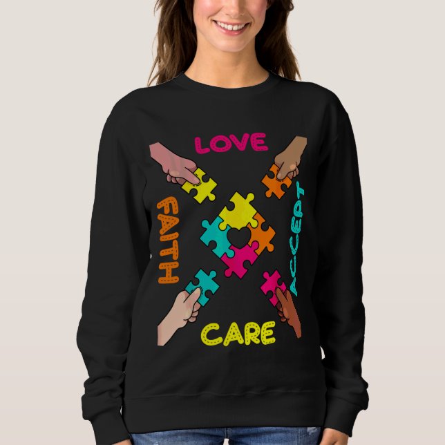 Sudadera Autism Awareness Acceptance Color Puzzle Pieces (Anverso)