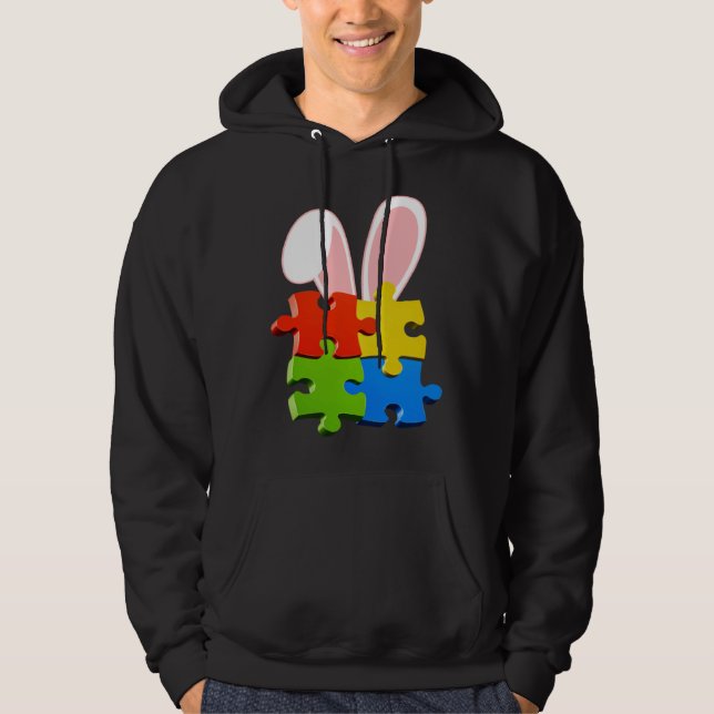 Sudadera Autism Awareness Acceptance Easter Bunny Ears Puzz (Anverso)