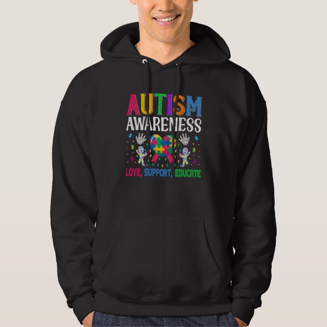 Sudadera Autism Awareness Acceptance Love Support Educate K (Anverso)