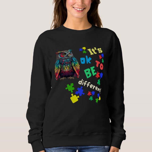 Sudadera Autism Awareness Acceptance Owl Its Ok To Be Diffe (Anverso)