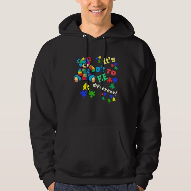 Sudadera Autism Awareness Acceptance Teddy Bear Ok To Be Di (Anverso)