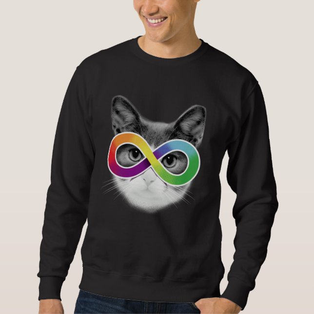 Sudadera Autism Awareness Cat Wearing Infinity Symbol Glass (Anverso)