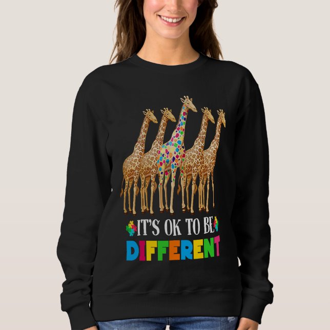 Sudadera Autism Awareness Cute Giraffe Animal It's Ok To Be (Anverso)