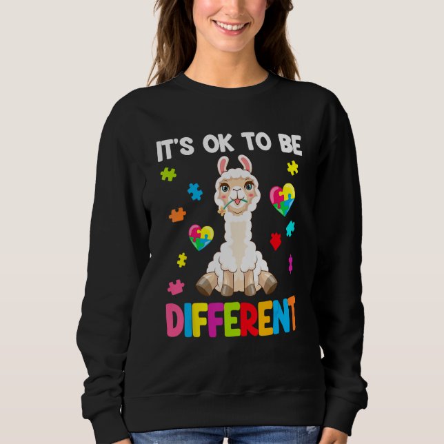 Sudadera Autism Awareness Cute Llama  It s Ok To Be Differe (Anverso)