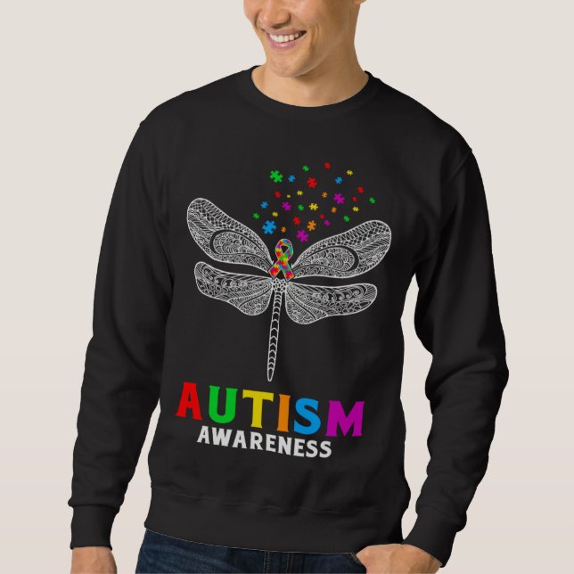 Sudadera Autism Awareness Dragonfly Puzzle Pieces Support A (Anverso)