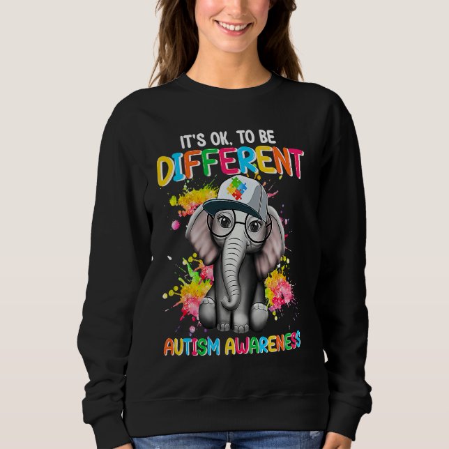 Sudadera Autism Awareness Elephant Flower Its Ok To Be Diff (Anverso)