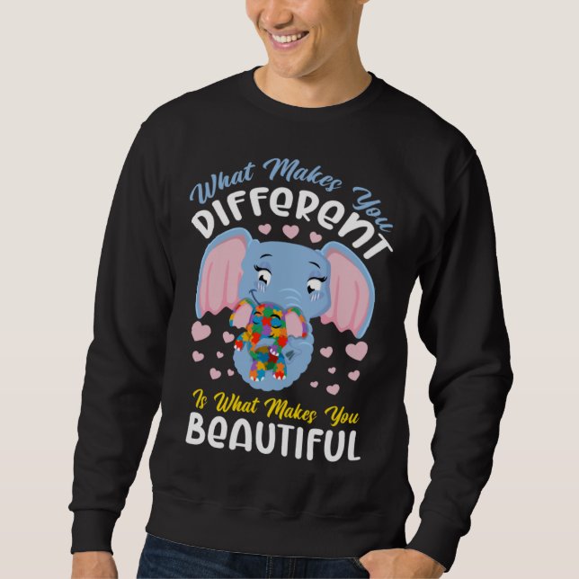 Sudadera Autism Awareness Elephant What Makes Different Bea (Anverso)