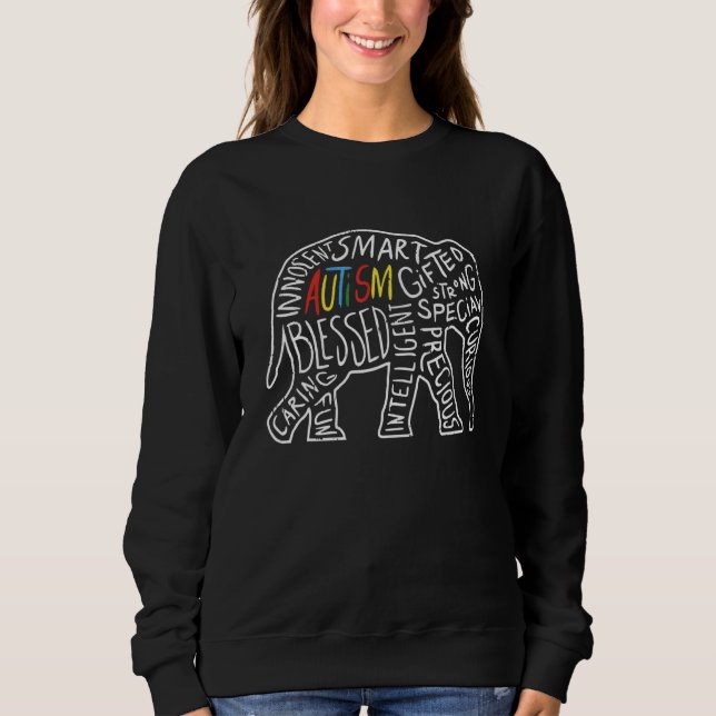 Sudadera Autism Awareness Elephant Words Animal (Anverso)