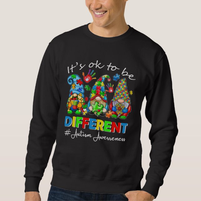 Sudadera Autism Awareness Gnome Women Kid Its Ok To Be Diff (Anverso)