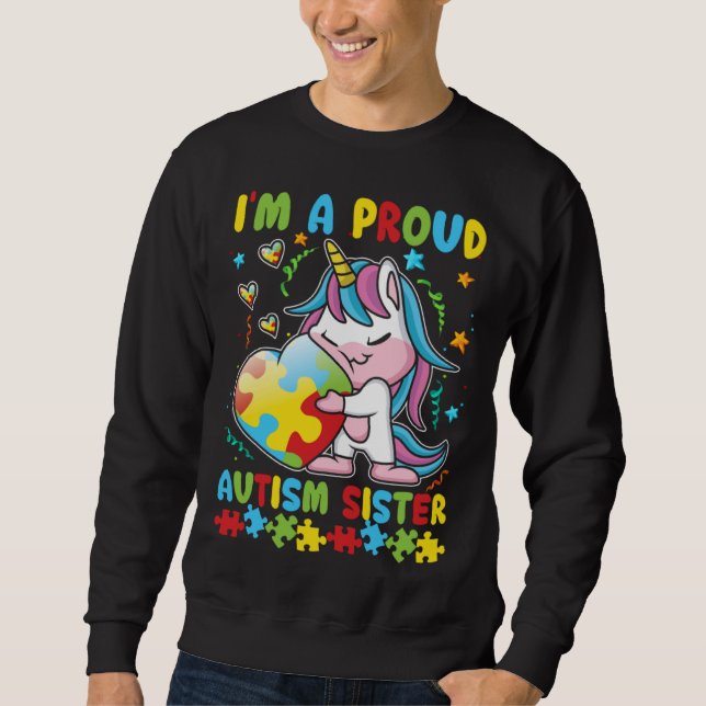 Sudadera Autism Awareness Heart Unicorn Girl Proud Autism S (Anverso)
