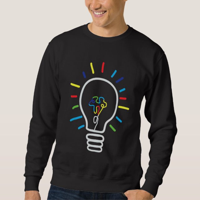 Sudadera Autism Awareness Lightbulb piensa diferente apoyo (Anverso)