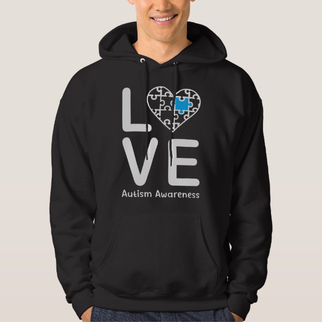 Sudadera Autism Awareness Love Heart Blue Puzzle for Men Wo (Anverso)