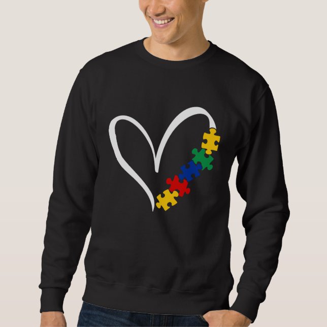 Sudadera Autism Awareness Love Heart Puzzle Piece  1 (Anverso)