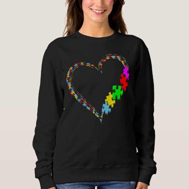 Sudadera Autism Awareness Love Heart Puzzle Piece Valentine (Anverso)