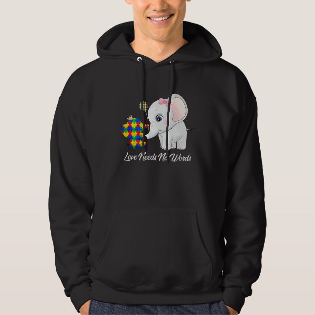 Sudadera Autism Awareness Love Needs No Words Elephant Supp (Anverso)