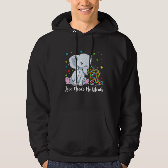 Sudadera Autism Awareness Love Needs No Words Elephant Supp (Anverso)