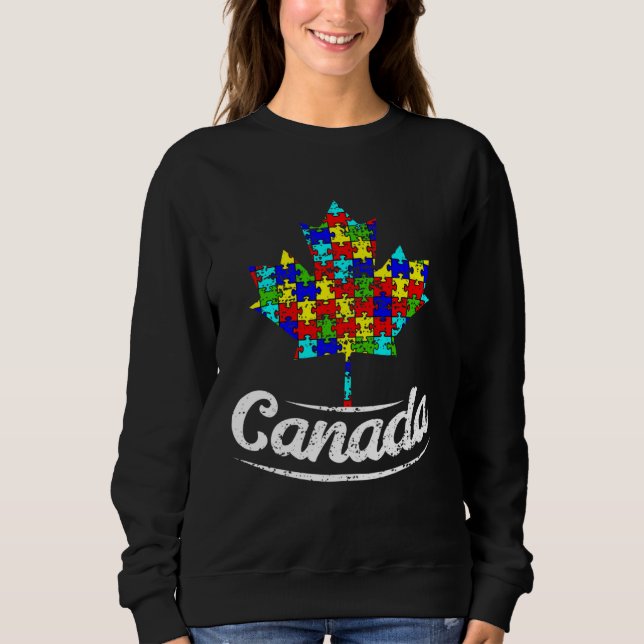 Sudadera Autism Awareness Month Canada Leaf Autism Support (Anverso)